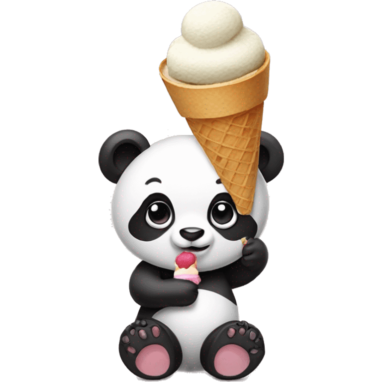 panda with ice cream emoji