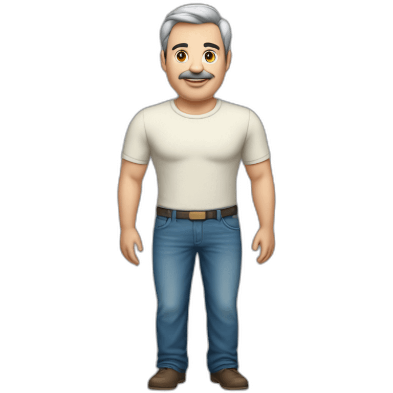 Cuerpo entero, jean, remera de argentina, hombre, 50 años, 110 kilos, 1.90 de altura emoji