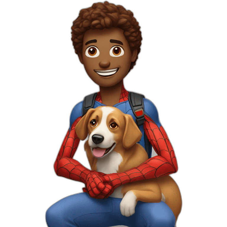 Spiderman with a dog emoji