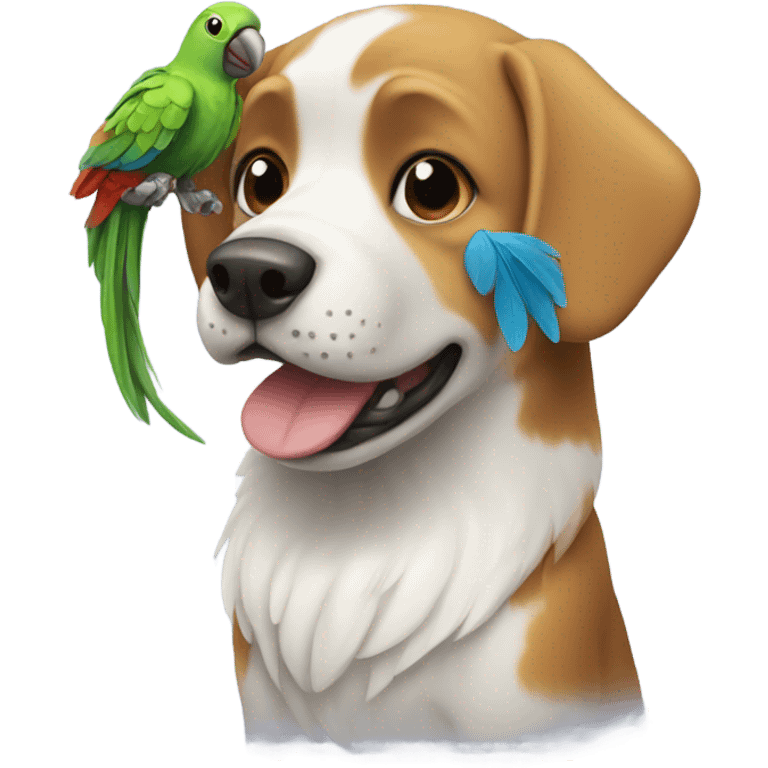 Dog holding a parrot  emoji