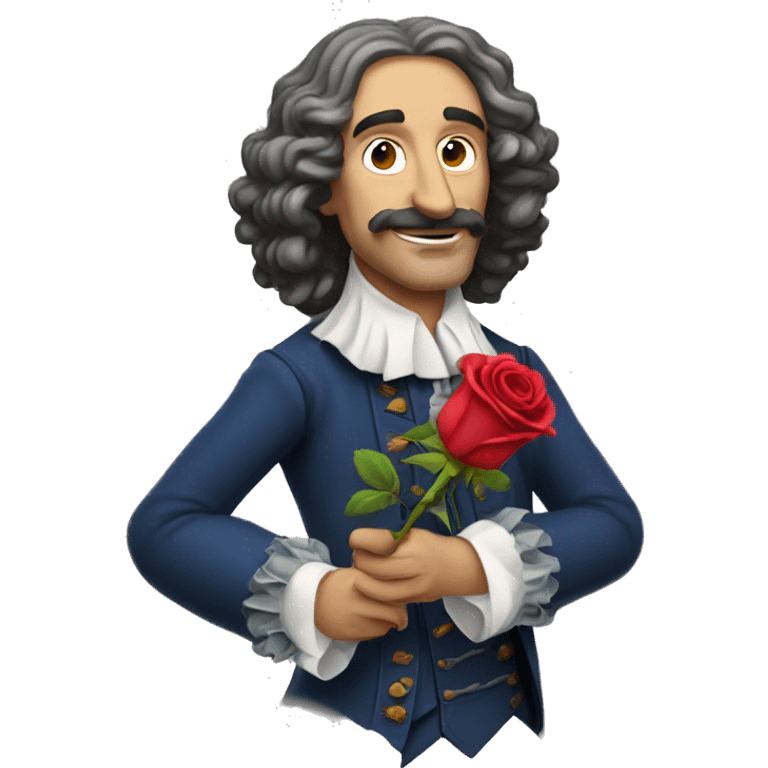 Molière holding a rose in his hand emoji