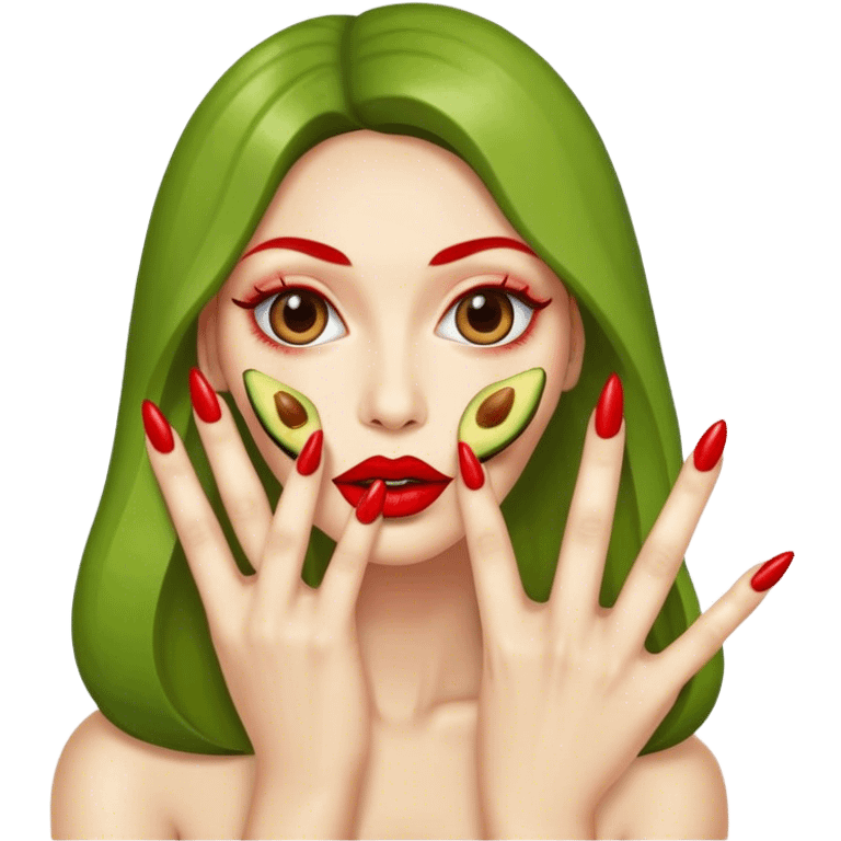 Aguacate con labios rojos y grandes con uñas largas  emoji