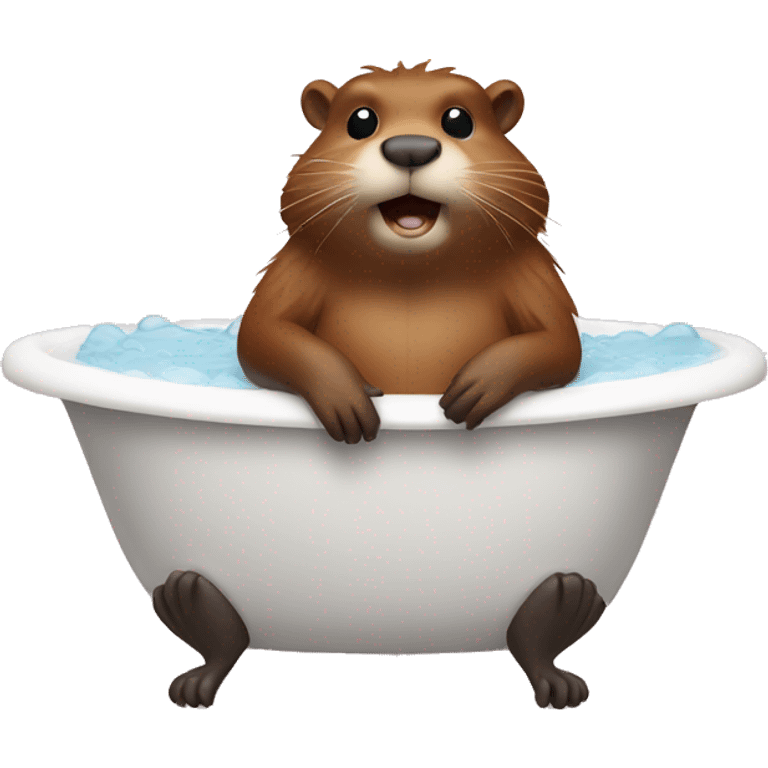 Beaver relaxing in bathtub emoji