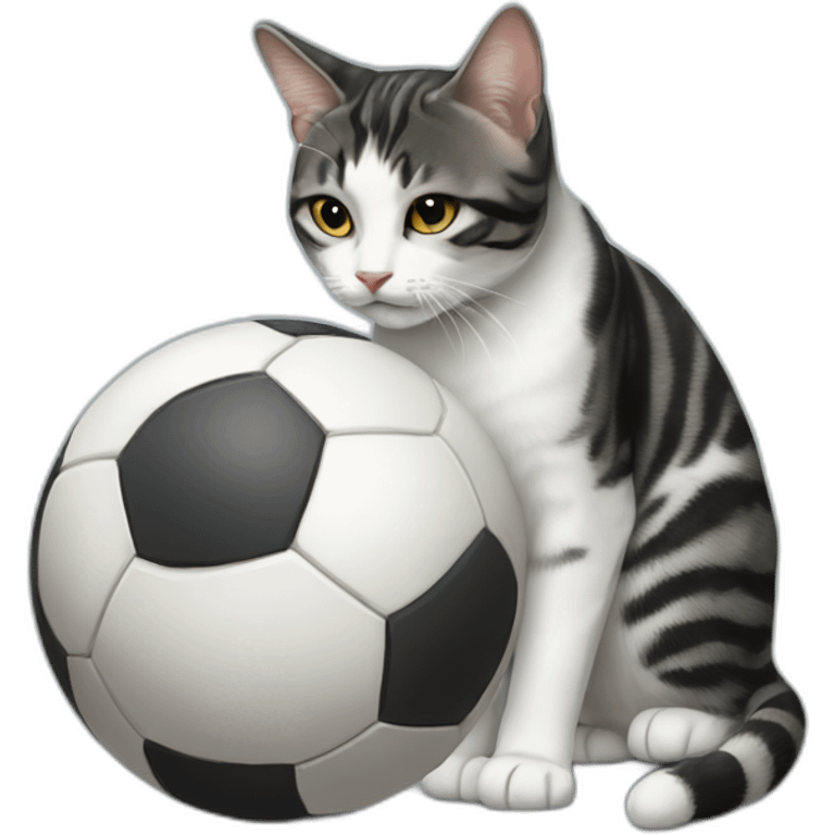 Black and white Tabby cat playing with ball emoji