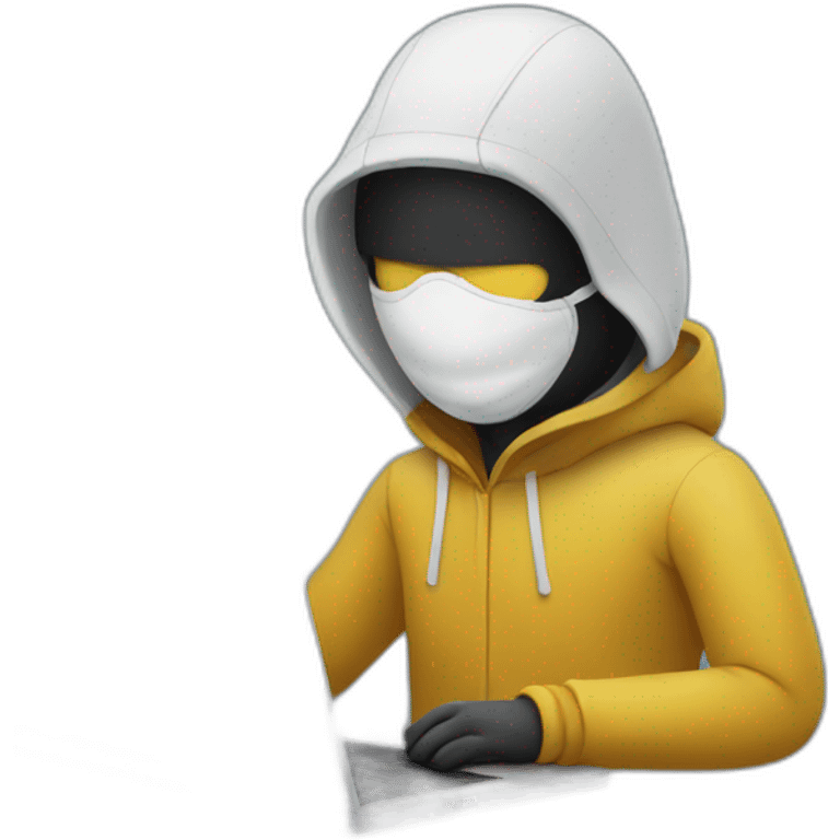 Man with skimask using a laptop emoji