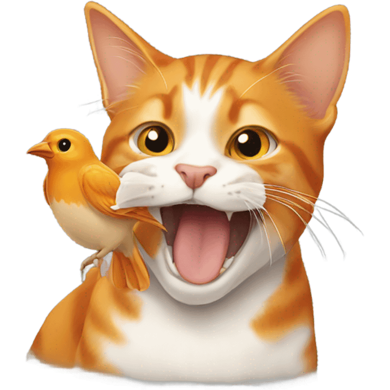 Orange tabby holding a bird in its mouth emoji