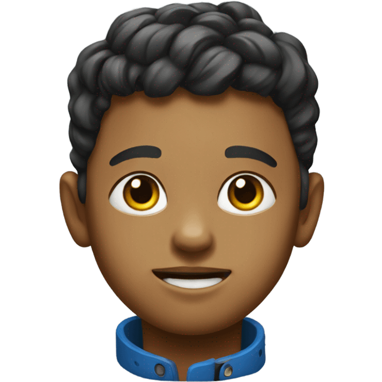 realistic portrait of a boy with a dog collar on emoji