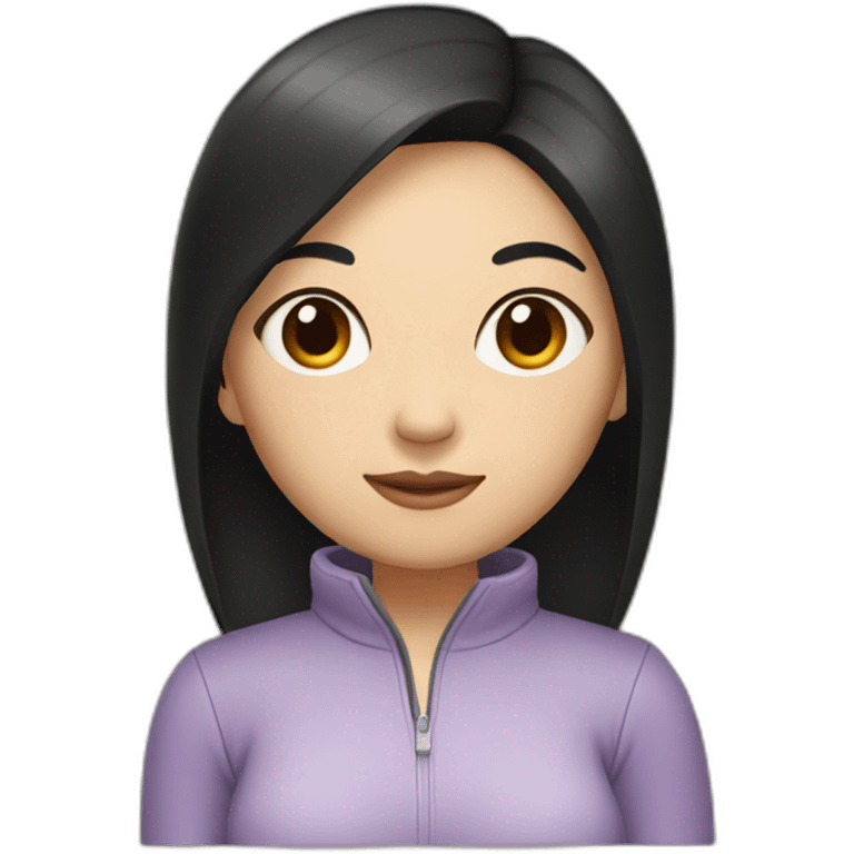 Asian woman with black hair and with whole body emoji