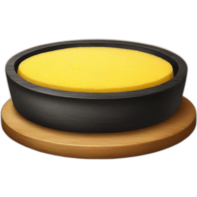 Polenta in round wood plate emoji