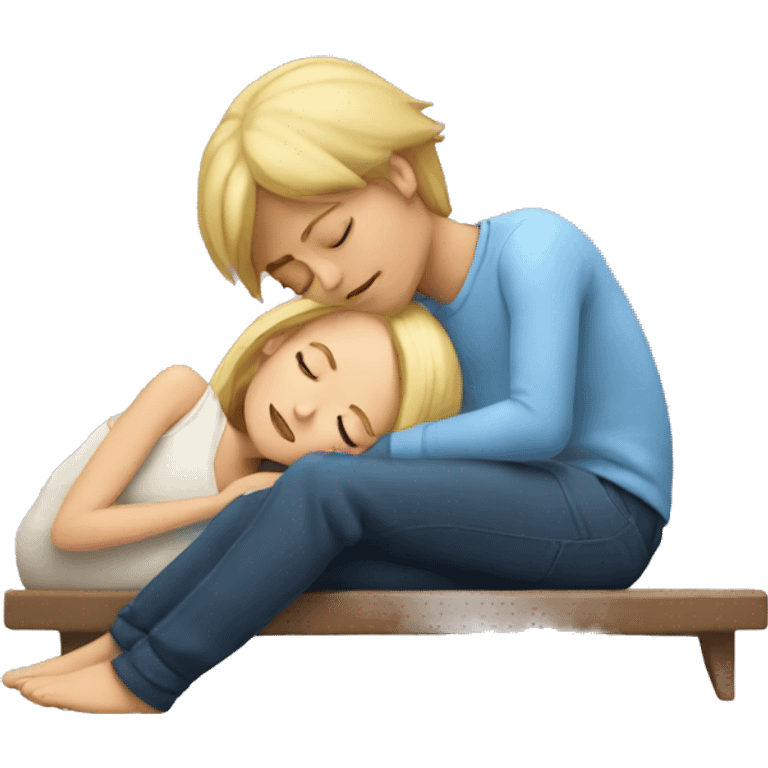 Blonde girl sleeping with brunette boy sleeping with her emoji