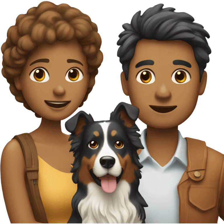 couple with collie dog emoji