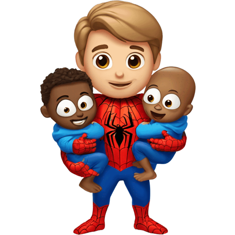 Spider-Man with 2 Spider-Man babies  emoji