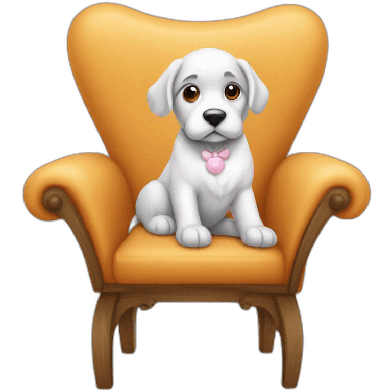 Un chien assis sur une chaise avec une licorne qu’il le fixe emoji