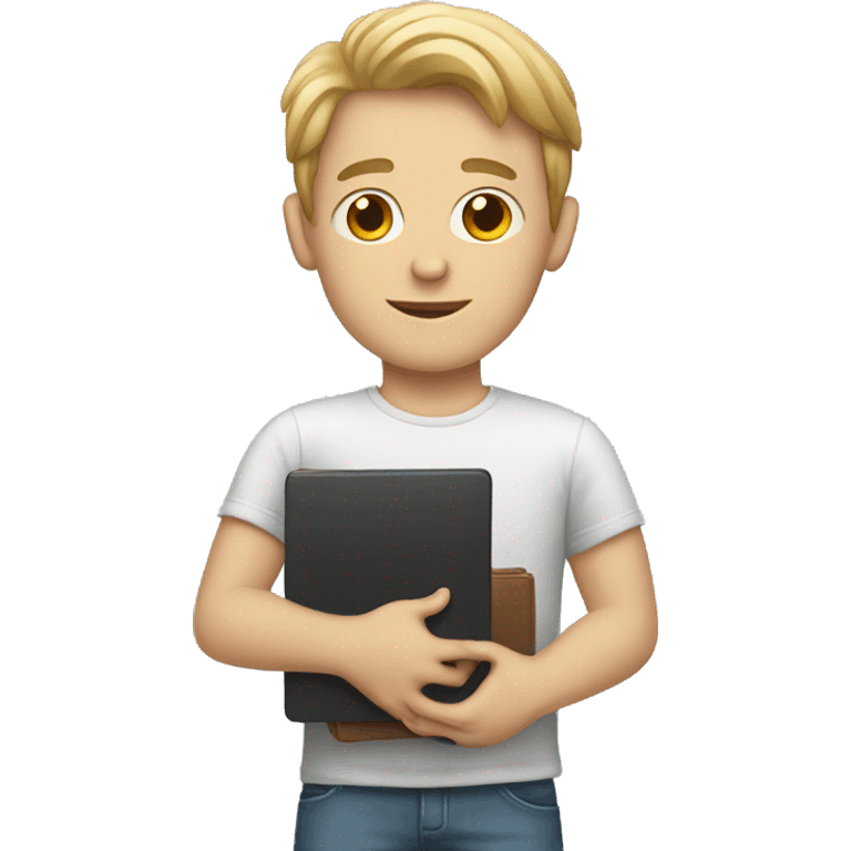 White boy holding laptop emoji