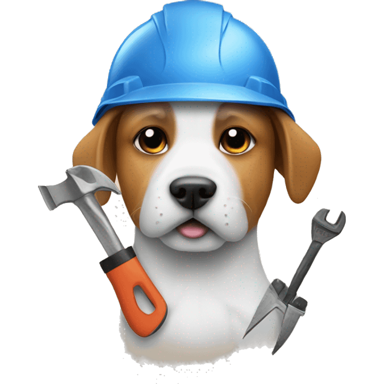 Dog with helmet and some tools emoji