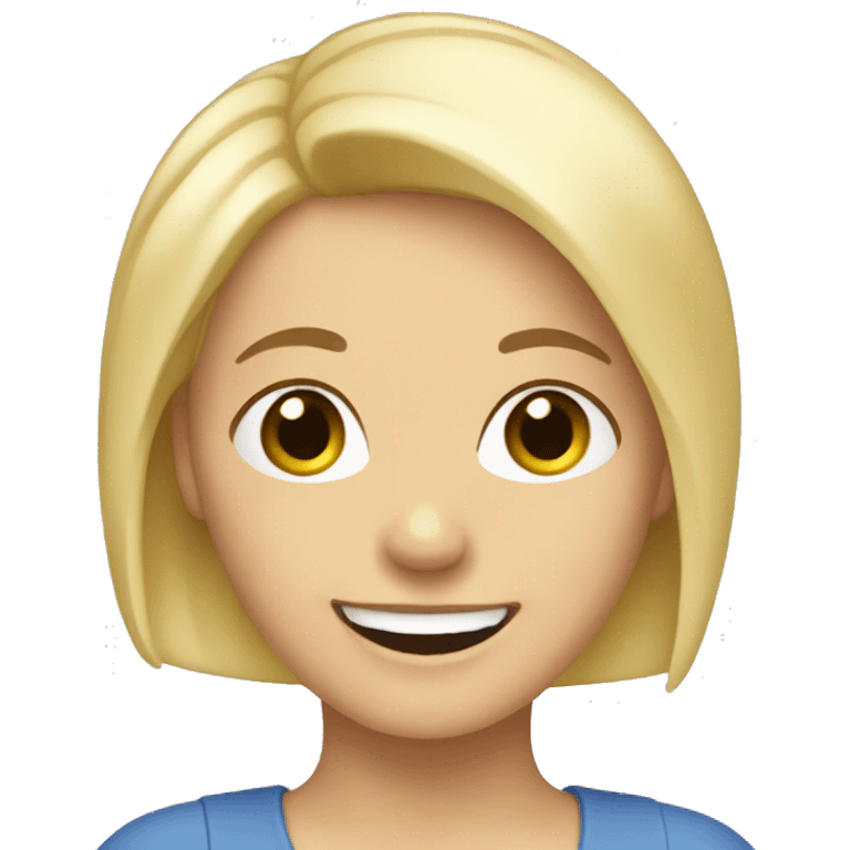 short blonde haired woman smiling and waving emoji