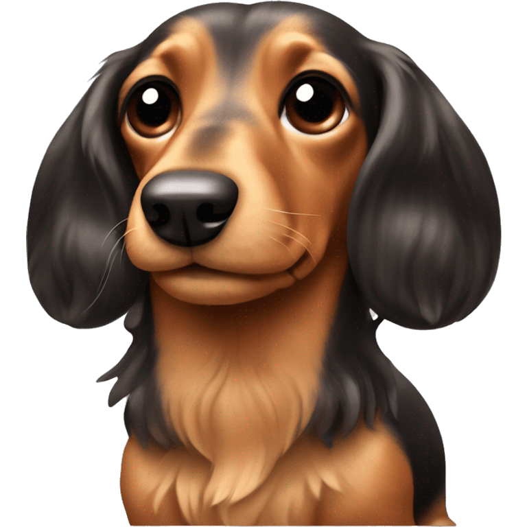 Mini long haired wiener dog with bows on its ears   emoji