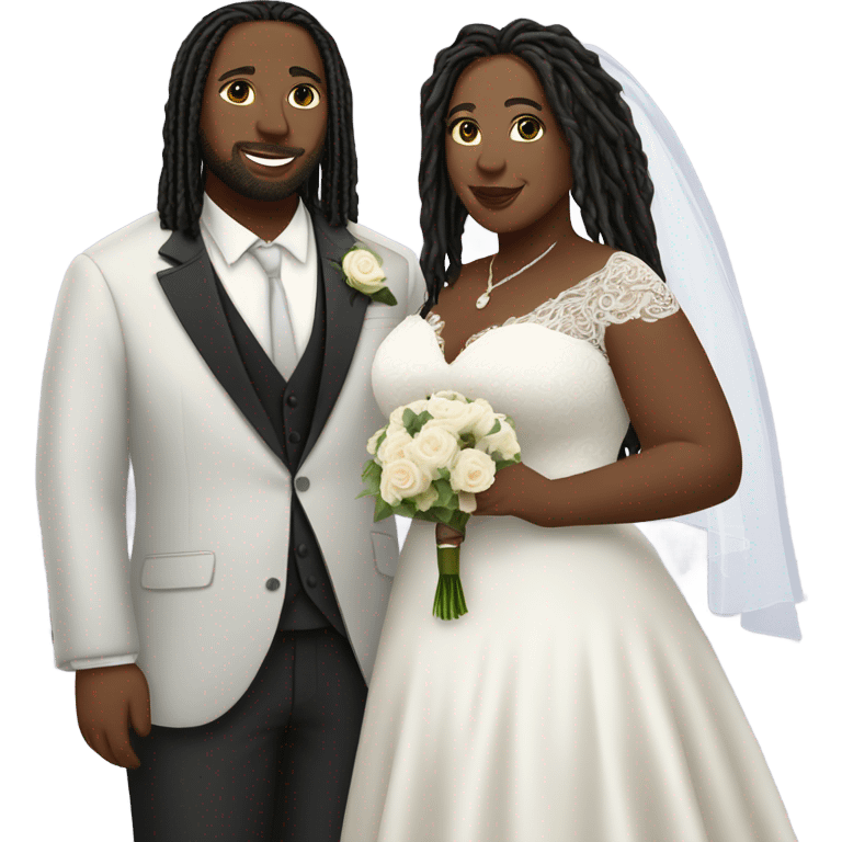 Plus size couple with locs wedding pale emoji