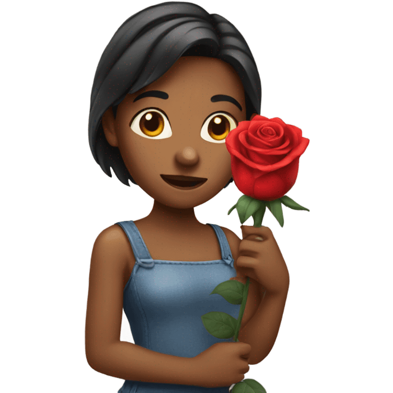 A girl holding a rose  emoji