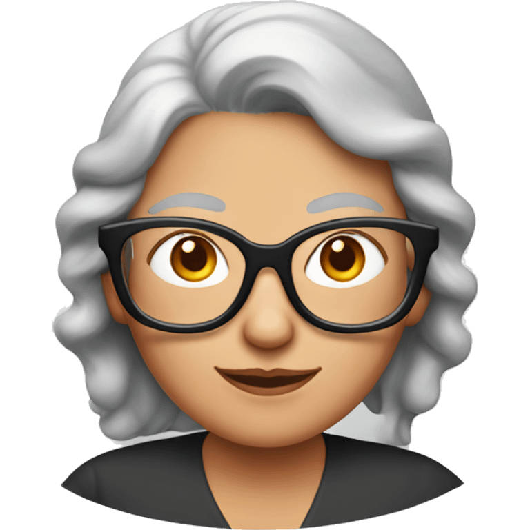 Grandma emoji, wearing cat-eye shaped rim glasses and long red hair emoji