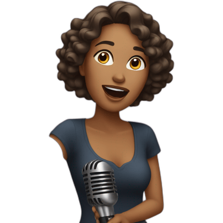 A beautiful woman singing with a mic emoji