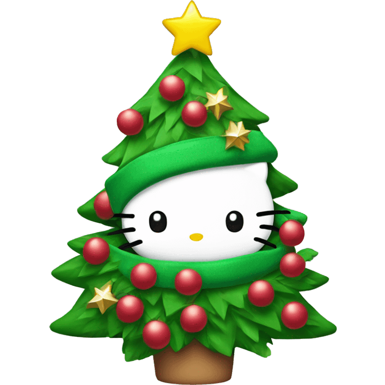 hello kitty in a christmas tree costume emoji