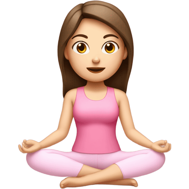 Brunette white girl with a pink yoga set meditating  emoji