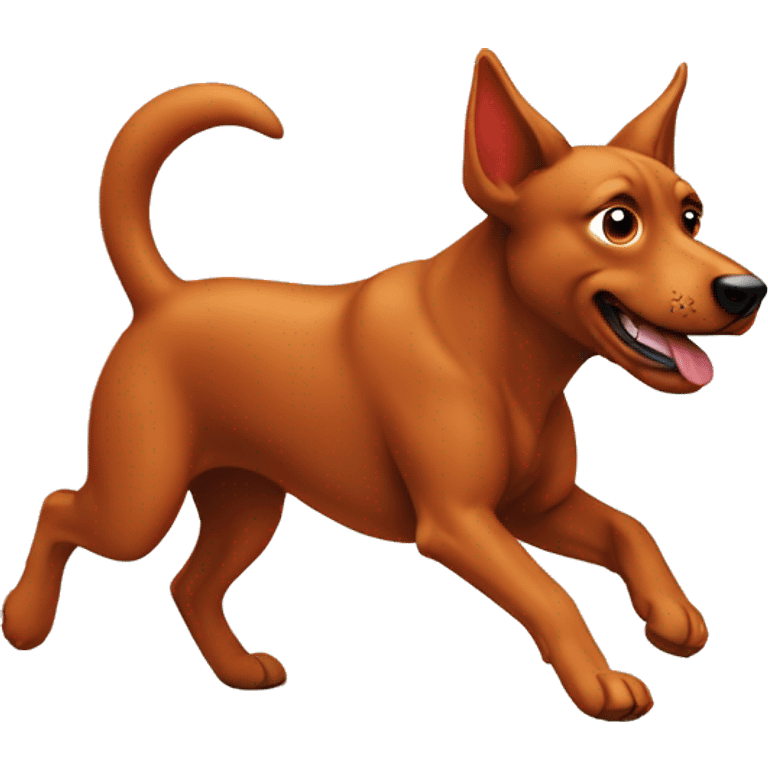 solid red dog with pointed ears running emoji