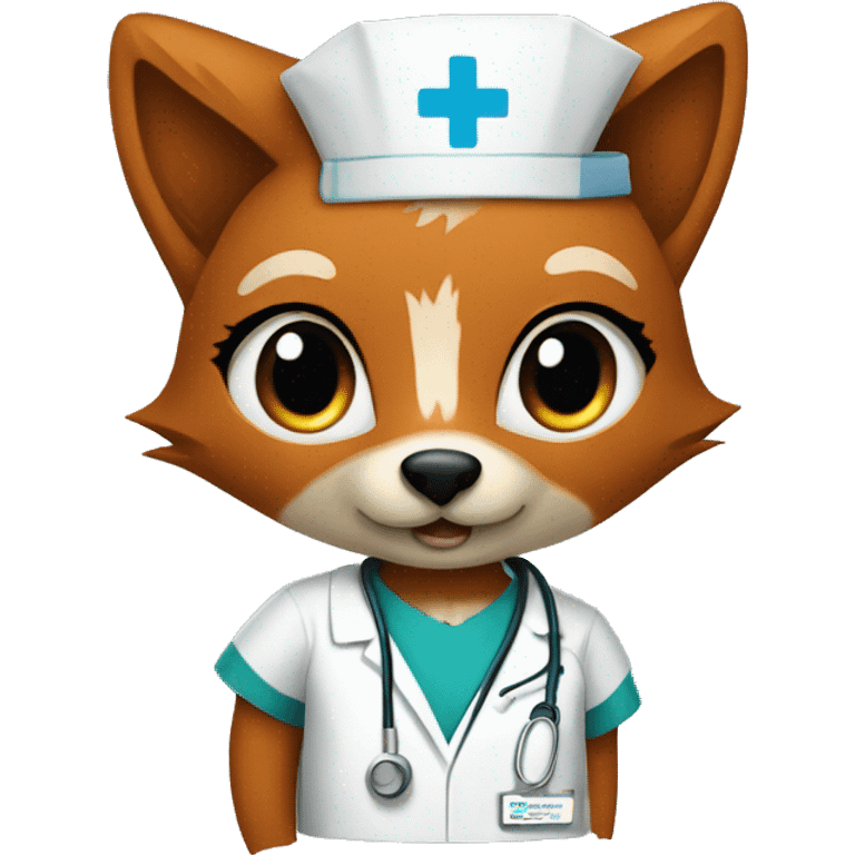 Nurse fox in scrubs emoji