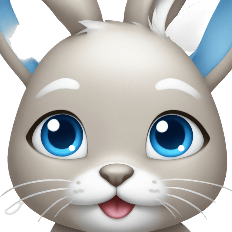 cute bunny with blue eyes  emoji