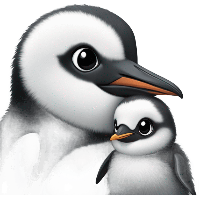 Baby penguin with its mother emoji