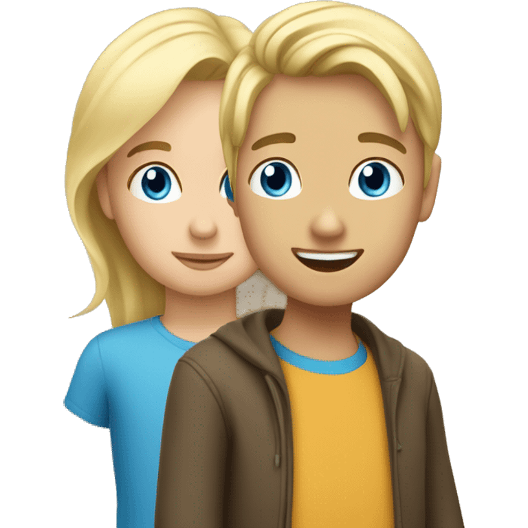 two people talking face to face blond hair blue eyes mom and son emoji