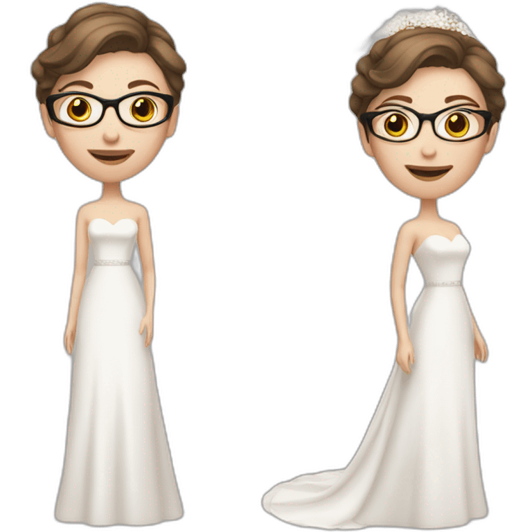 Pale skin bride with short brown hair and glasses emoji