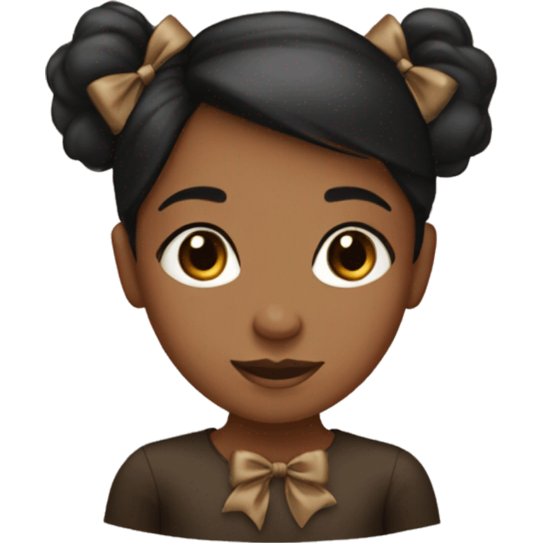 black hair girl with brwon bow  emoji