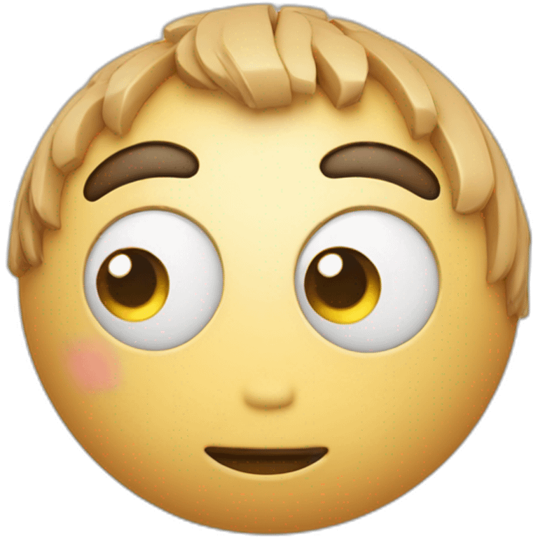 3d sphere with a cartoon thoughtful skin texture with big calm eyes emoji