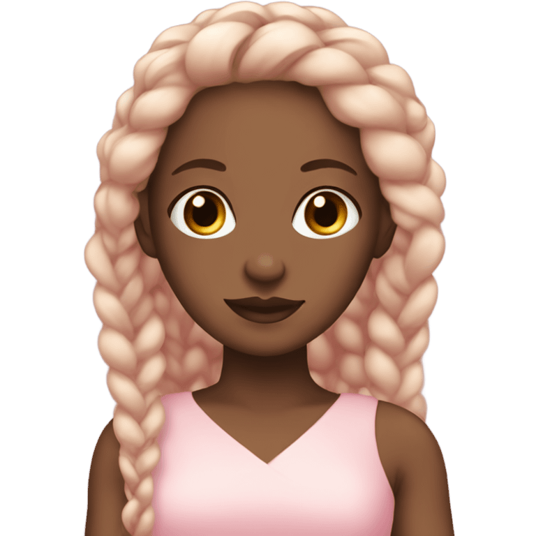 Black girl with braids wearing a light pink dress emoji