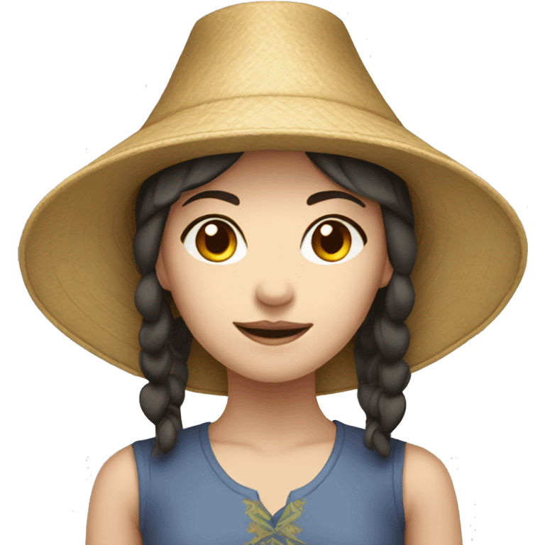 Fair-skinned Girl with chinese hat emoji