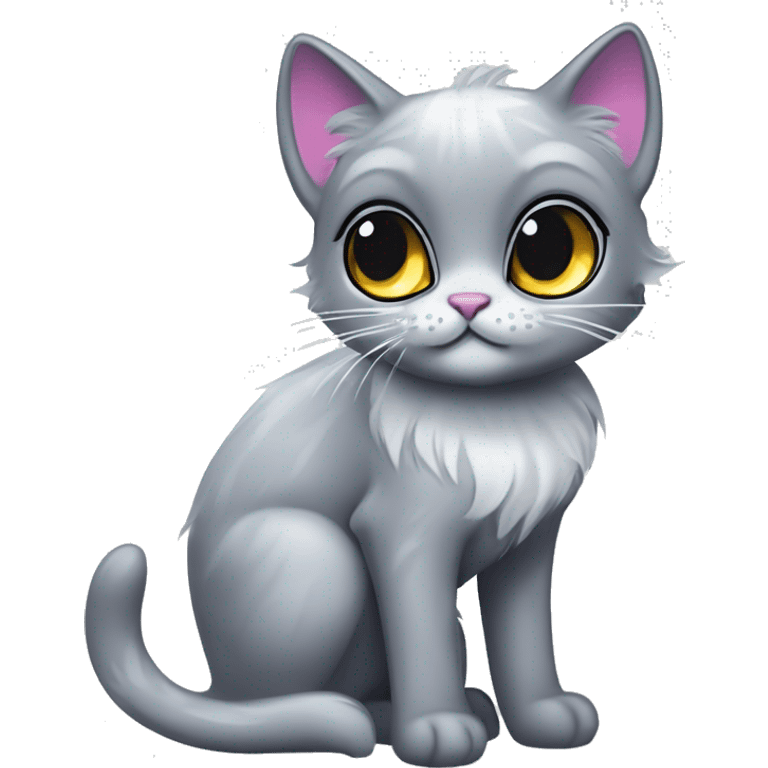 ethereal cute grey cat littlest pet shop lisa frank style emoji