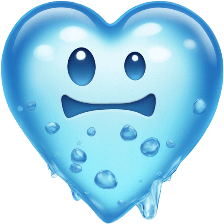 Blue clear Heart made out of water  emoji