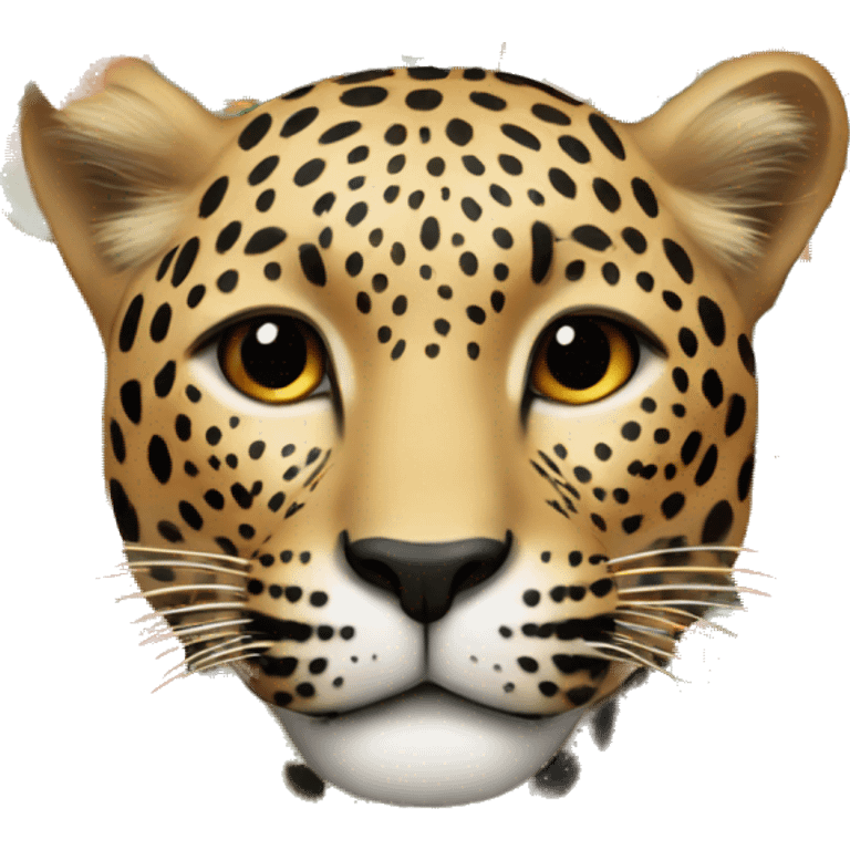 Leopard around flowers  emoji