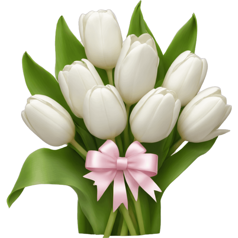 White tulips bouquet with light pink bow  emoji