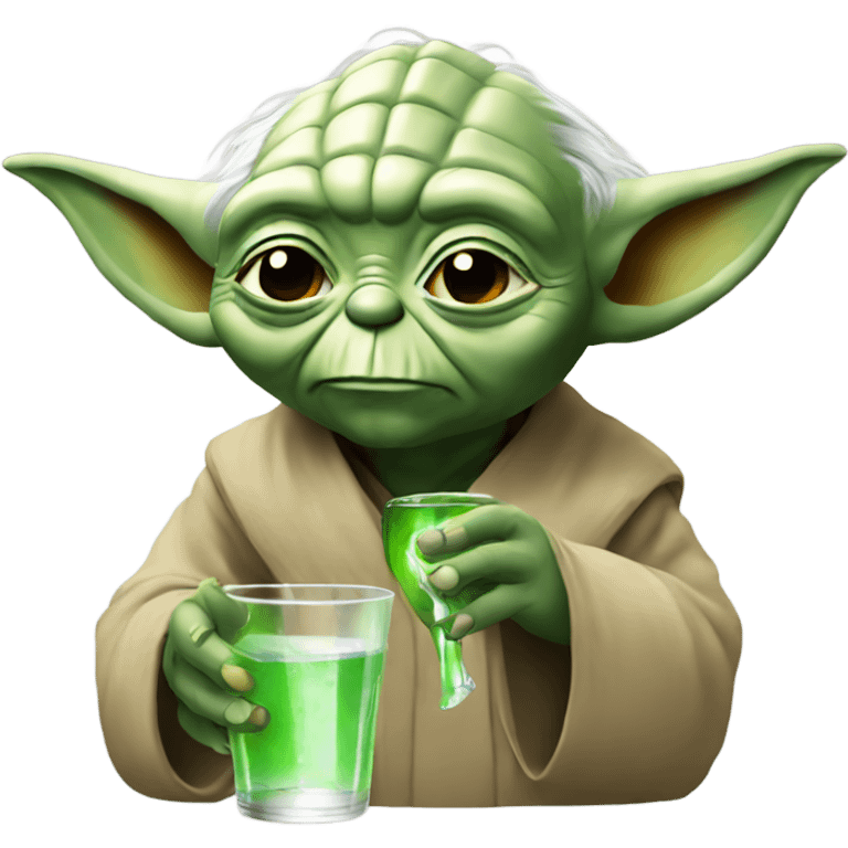 Yoda drinking emoji