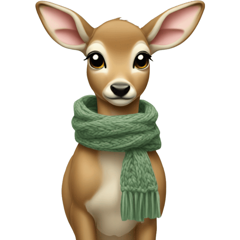 fawn with a Sage green knitted scarf emoji