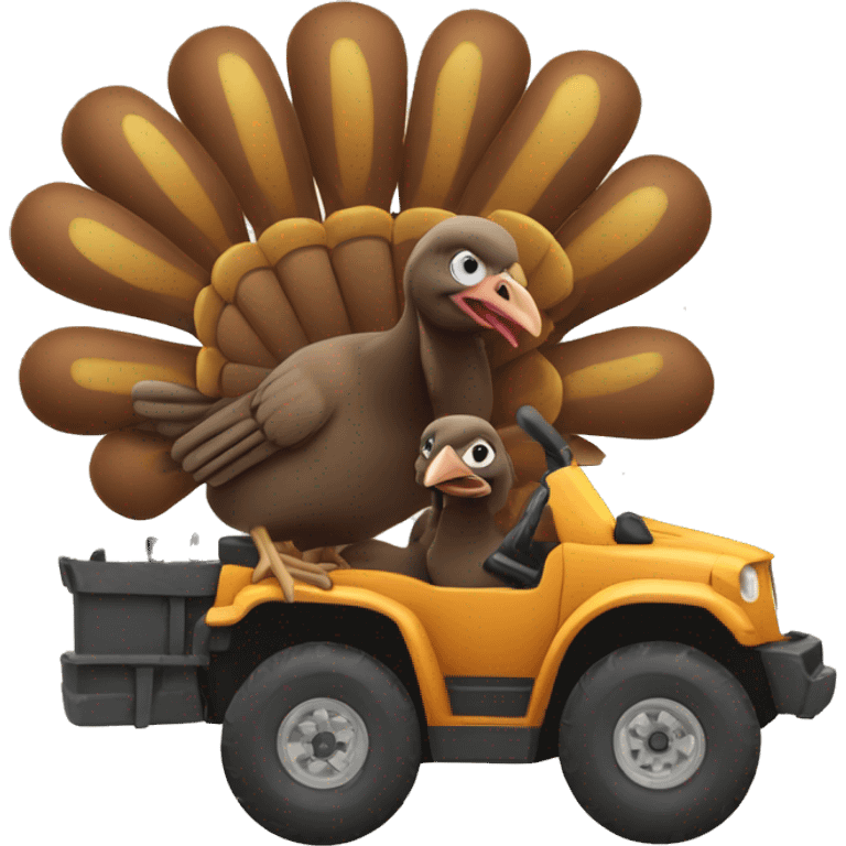 Two turkeys 4 wheeling  emoji