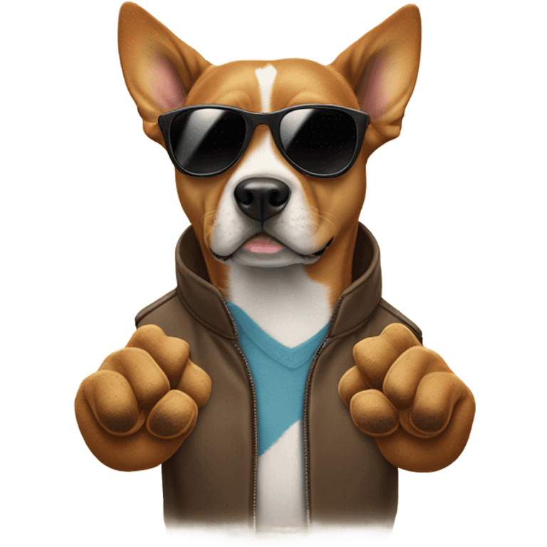 dog doing chill hand sign with sunglasses emoji