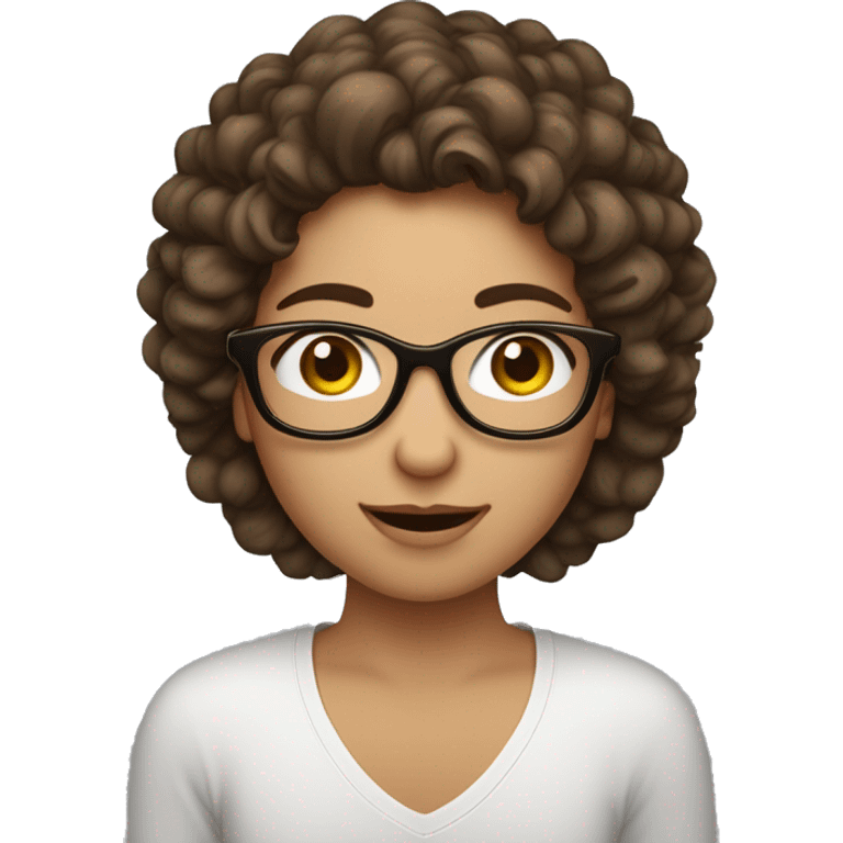 Fille au cheveux brun marie un grand homme au cheveux bouclés brun qui porte des lunettes  emoji