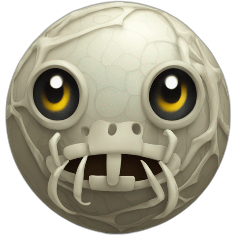 3d sphere with a cartoon spider water Skeleton Horse skin texture with wistful eyes emoji