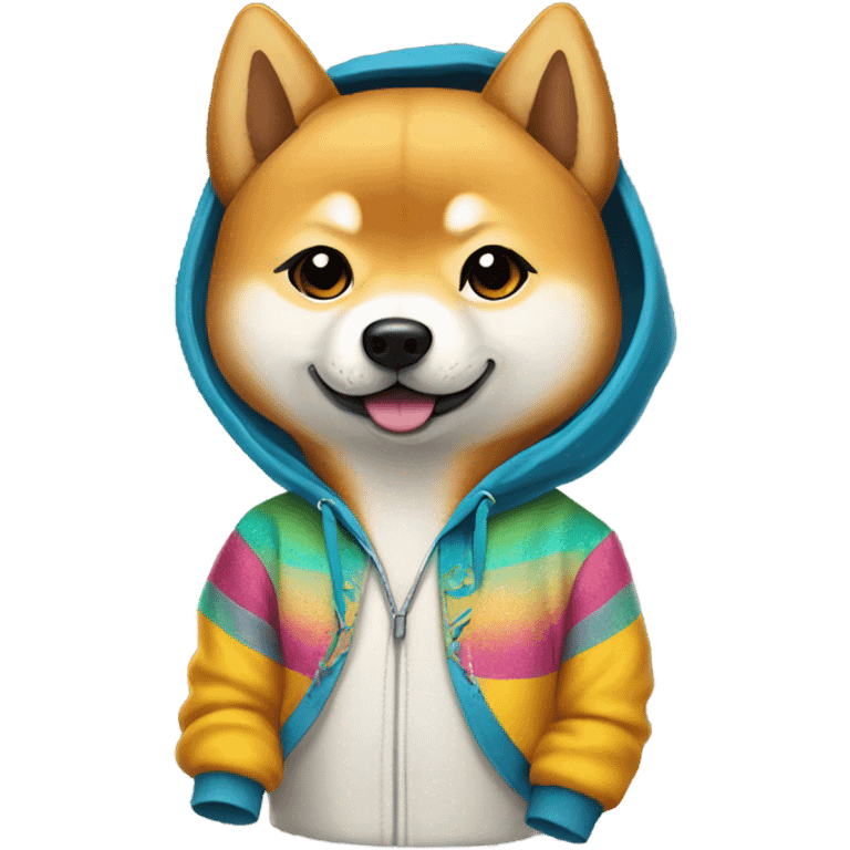 Shiba Inu wearing a hoodie and sneakers  emoji