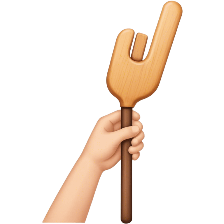 Hand holding Woodstick emoji