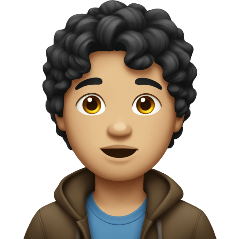 A chubby young boy with black wavy hair. emoji